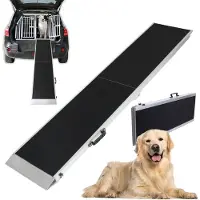 TRUTZHOLM Baumarktplus Hunderampe klappbar 183 cm Tragkraft 180 kg Aluminiumrampe faltbar rutschfest mit Griff