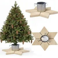 Lebula Weihnachtsbaumständer in Sternform, silberfarben, für Weihnachtsbäume bis 2,3 m