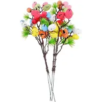 Markenlos 4 Stück Künstliche Eierzweige 32 cm Bunt für Osterdekoration und Frühlingsarrangements