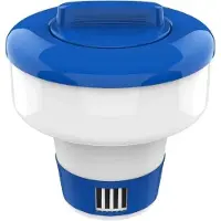 BundiGlassware Housolution 7-Zoll Schwimmender Chlorspender,Pool Chemikalienschwimmer, Einstellbar Release Chlortablet Floater Dosierschwimmer Chlordosierer für Außenpools SPA Heiß Wasserbadewanne, Blau & Weiß