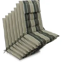 Beautissu 7er Set Sun-HL Hochlehner Auflage 120x50x8cm Grün-Gestreift