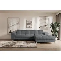 ALTDECOR Ecksofa mit Schlaffunktion und Bettkasten - COMA L - 271x203x79 - Grau Corner Sofa Eckcouch Couch L-Form, links/rechts angeordnet, Schlafcouch Ausziehbar Wohnlandschaft