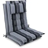 Beautissu 2er Set Sun-HL Hochlehner Auflage 120x50x8cm Anthrazit-Gestreift