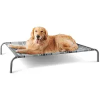 OEM Hundebett erhöht für große Hunde - Grau, geeignet für Innen und Außen, Camping - Größe L: 124 x 80 cm, Höhe: 20 cm