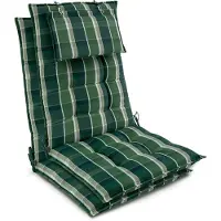 Beautissu 2er Set Sun-HL Hochlehner Auflage 120x50x8cm Grün-Kariert