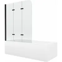 Mexen Vega Rechteckbadewanne 150 x 70 cm mit Verkleidung und 3-flügeliger Blende 120 cm, Transparent, Schwarz - 550115070X901203