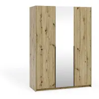 Masseno Drehtürenschrank THALIA 148/204/58cm 3-türig mit Spiegel Eiche Artisan