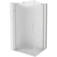 Mexen Velar L Duschkabine Schiebetür 100 x 80 cm, Frost, gebürsteter Nickel - 871-100-080-33-97
