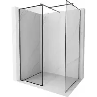 Mexen Kioto Walk-in-Dusche 150 x 70 cm, schwarzes Muster, gebürstete Gun Gray - 800-150-202-66-70-070