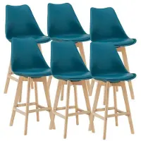 Helloshop26 Barhocker - - Set von 6 - Kunststoff und Buche - 105x48x58 cm - Türkis
