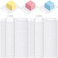 Torribaly Wachsschmelzformen, transparent, 28 g, quadratische Kerze für selbstgemachte Pralinen, dochtlose Kerzen, Seifenherstellung (100 Stück)