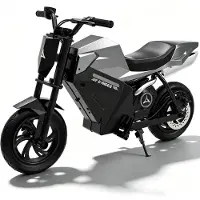 E-RIDES Elektromotorrad Kinder 12,5 Zoll Elektro Motorrad Offroad Kindermotorrad 8-14 Jahre 250W Motor LED Licht 16km Reichweite 21,6V 4Ah 16km/h Silber