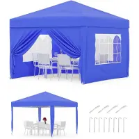 StarTech.com Pop Up Pavillon - Faltzelt 3x3 m - Mit 4 Seitenwänden - Sofort aufbaubares Partyzelt für 3–4 Personen - Mit Heringen, Seilen, Sandsäcken - Blau