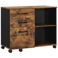 Helloshop26 Caisson mit 3 Schubladen, Büroschrank mit offenen Fächern, Sideboard für A4-Dokumente.
