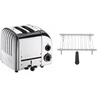 Dualit Toaster Paket 1, 2er Toaster mit Brötchenaufsatz poliertes Metall