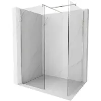 Mexen Kioto Duschwand Walk-in 130 x 80 cm, transparent, gebürstetes Nickel - 800-130-202-97-00-080