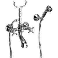 Herzbach ANAIS CLASSIC Wannenfüll- und Brausebatterie Aufputz Kreuzgriffe