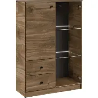 Masseno Kommode NESTOS 80 cm Sideboard mit 2 Schubladen und 2 Türen für Wohnzimmer Schlafzimmer Modern 80x40x120 cm Braun