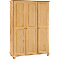 SIT Möbel Kleiderschrank mit 3 Türen | Kiefer-Holz massiv | natur | B 120 x T 52 x H 178 cm | 19000-70 | Serie SCHRANK