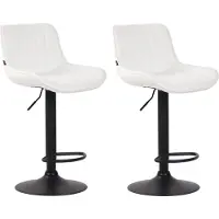 DELUKE 2er Set Barhocker BEKIM - Kunstleder Weiß 50x50x86 cm Schwarz | Barstuhl Mit Lehne Drehbar Tresenhocker Tresenstuhl Kneipenhocker Kneipenstuhl