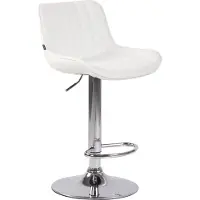 DELUKE Barhocker BEKIM - Kunstleder Weiß 50x50x86 cm Silber | Barstuhl Mit Lehne Drehbar Tresenhocker Tresenstuhl Kneipenhocker Kneipenstuhl
