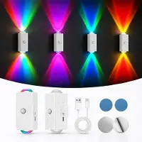 Dopwii Wiederaufladbare RGB-Nachtlichter 2er-Set mit Bewegungsmelder, 8 Farbmodi, 4 Helligkeitsstufen, für Treppe, Schlafzimmer, Flur, Kinderzimmer
