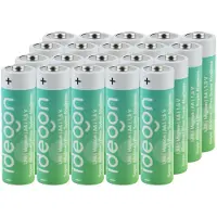 Ideoon AA Batterien (20er-Pack) – Super Alkaline Mignon-Zellen mit 1,5V – Langlebige & auslaufsichere Batterien für den Alltag