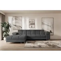 ALTDECOR Ecksofa mit Schlaffunktion und Bettkasten - COMA L - 271x203x79 - Dunkelgrau Corner Sofa Eckcouch Couch L-Form, links/rechts angeordnet, Schlafcouch Ausziehbar Wohnlandschaft