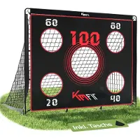 Arebos KM-Fit Fußballtor 150x120 cm mit Zielplane, 2-in-1 Trainingstor für Kinder & Erwachsene, Torwand für Garten & Outdoor inkl. Bodenanker