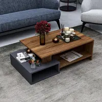 Homidea Dux Couchtisch Wohnzimmertisch Sofatisch mit Ablage Modernes Design (Anthrazit - Briarsmoke)