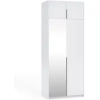 Masseno Drehtürenschrank THALIA 100/250/58cm 2-türig mit Spiegel Weiß