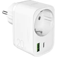 Puro Wandladegerät mit Schuko-Steckdose, 1 USB-C 20W Power Delivery-Ausgang und 1 USB-A-Ausgang
