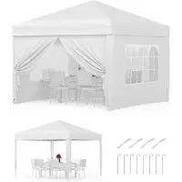 StarTech.com Faltpavillon 3x3 m - Pop Up Partyzelt - mit 4 Seitenwänden - inkl. Heringe, Seile, Sandsäcke - für 3-4 Personen - weiß