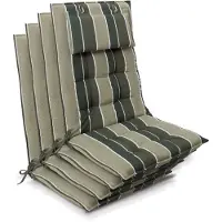 Beautissu 4er Set Sun-HL Hochlehner Auflage 120x50x8cm Grün-Gestreift