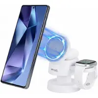 Ideoon Multifunktionale drahtlose & komfortable Ladestation mit Nachtlicht (15W) USB-C - weiss - für Smartphones, Watches, Pods & mehr - Komfort + Ordnung