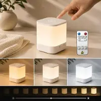 Sross Nachttischlampe LED Nachttischlampe LED Nachtlicht, Dimmbar Atmosphäre Tischlampe LED fest integriert, Weißes Licht, warmes Licht, neutrales Licht