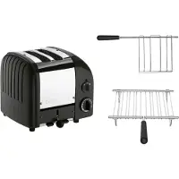 Dualit Toaster Paket 2, 2er Toaster mit Brötchenaufsatz und Sandwichzange Schwarz Matt