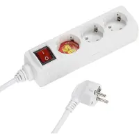 Vivanco VIVancoMehrfachsteckdose mit 3 Schuko-Steckdosen, 1,4 m Kabel, rotem ON/OFF-Schalter, weiß