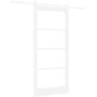 vidaXL Schiebetür Weiß 93 x 202 cm Massivholz Kiefer und Glas