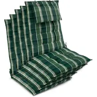 Beautissu 5er Set Sun-HL Hochlehner Auflage 120x50x8cm Grün-Kariert