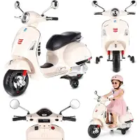 Sun baby Elektrischer Kinderroller Elektroroller Elektrofahrzeug Kinderfahrzeug Vespa Maxi 12V Akku Motorroller für Kinder mit Licht Sound stabile Konstruktion sicherer Fahrspaß MAXI WeißSun Baby
