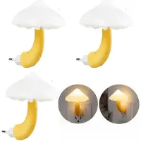 Slyrun 3er Set LED Pilz-Nachtlichter mit Dämmerungssensor, Steckdosen-Nachtlicht, süße Wandlampe für Kinderzimmer, Babyzimmer und Schlafzimmer, 7 Farben
