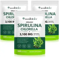 P-Beauty Spirulina Chlorella Kapseln 3100mg Algen Nahrungsergänzung Hochdosiert Vegan 3x 300 Kapseln