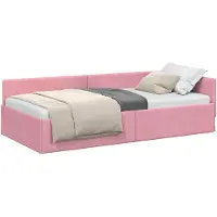 vidaXL Eckbettgestell mit Kopfteil Rosa 80 cm x 200 cm Samt
