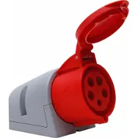 Kopp 102003008 CEE-Wandsteckdose TURBO TWIST (schraubenloser Anschluss) mit Klappdeckel, 5-polig - 10 Stück