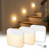 Lapamax 3er Set LED Nachtlicht mit Bewegungsmelder Wiederaufladbar Schranklicht für Schlafzimmer Treppe Flur, Warmweiß und Kaltweiß