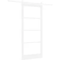 vidaXL Schiebetür ORKDAL Weiß 93 x 211 cm Massivholz Kiefer und Glas
