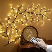 ROSNEK 72 LED Lichterkette Willow Vine Artificial Weidenrebe Baum Zweige Lichter USB 8 Lichtmodi mit Fernbedienung für Wand Innen Party Deko