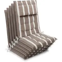 Beautissu 5er Set Sun-HL Hochlehner Auflage 120x50x8cm Beige-Weiß-Gestreift