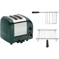 Dualit Toaster Paket 2, 2er Toaster mit Brötchenaufsatz und Sandwichzange Evergreen
